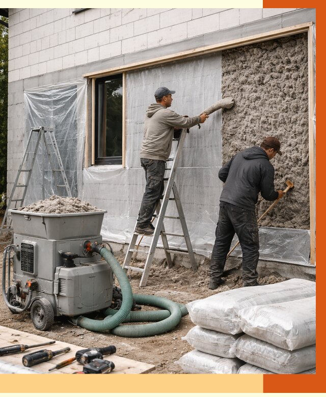 Утепление дома из газобетона эковатой в Ступине от 4677 руб./м2 | ТепломастерСтп