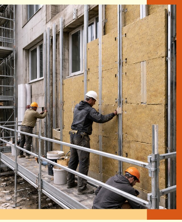 Утепление вентилируемого фасада в Ступине от 5821 руб/м2 — монтаж и утепление вентфасад | ТепломастерСтп