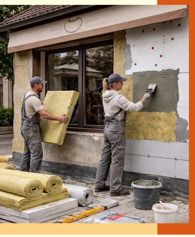 Утепление кафе в Ступине от 4365 руб/м2 — комплексно под ключ | ТепломастерСтп